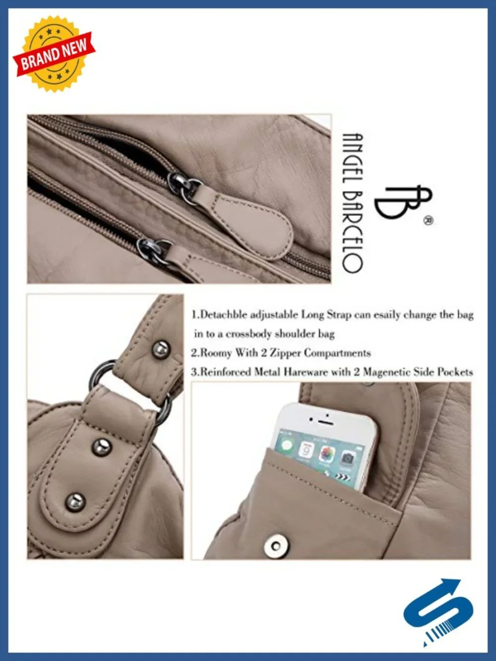 Hobo Bag Faux Leather Crossbody Tote Handbag Shoulder Purse for Women